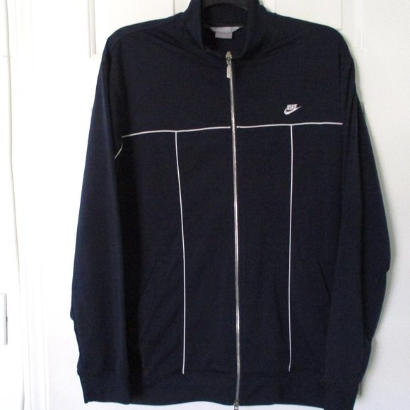 Nike Mens L/S Navy Blue Full Zip Warm-up Sweater - Size Large - Picture 1 of 2